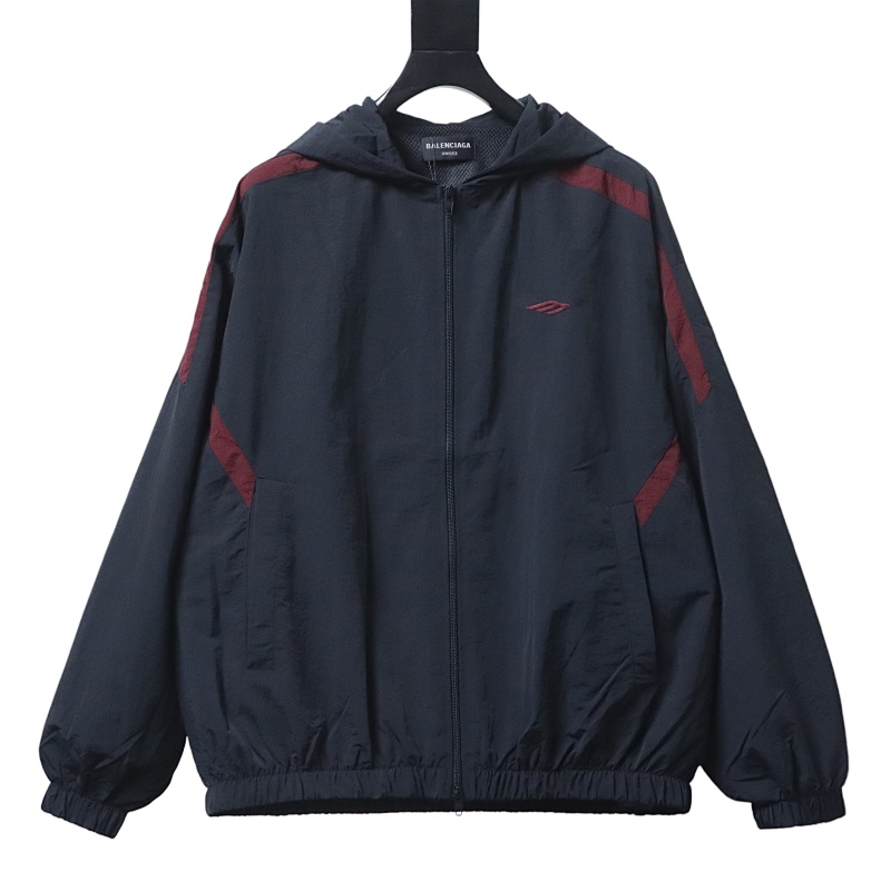 Balenciaga BLCG 26SS 3M Black and Red Embroidered Hooded Sports Jacket - Image 1