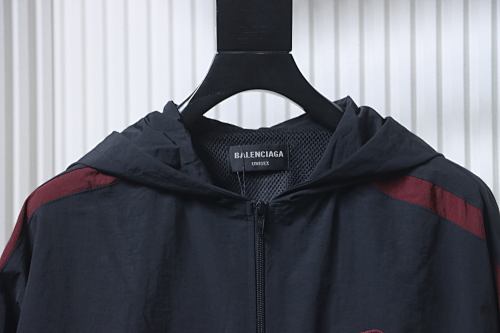 Balenciaga BLCG 26SS 3M Black and Red Embroidered Hooded Sports Jacket - Image 7