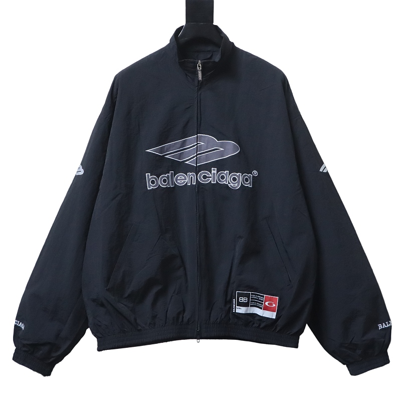 Balenciaga BLCG 26SS Cursive Signature Embroidered Hooded Sports Jacket - Image 1