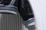 Balenciaga BLCG 26SS 3M Embroidered Grey Manchester United Baseball Flight Leather Jacket - Image 4