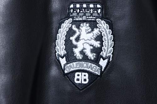 Balenciaga BLCG 26SS 3M Embroidered Grey Manchester United Baseball Flight Leather Jacket - Image 5
