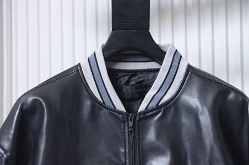 Balenciaga BLCG 26SS 3M Embroidered Grey Manchester United Baseball Flight Leather Jacket - Image 7