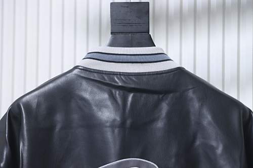 Balenciaga BLCG 26SS 3M Embroidered Grey Manchester United Baseball Flight Leather Jacket - Image 11