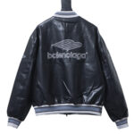 Balenciaga BLCG 26SS 3M Embroidered Grey Manchester United Baseball Flight Leather Jacket - Image 2