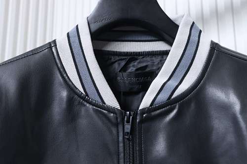 Balenciaga BLCG 26SS 3M Embroidered Grey Manchester United Baseball Flight Leather Jacket - Image 6
