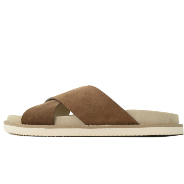 Brunello Cucinelli Suede Slide Sandals Brown