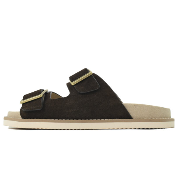 Brunello Cucinelli Suede Slide Sandals Coffee