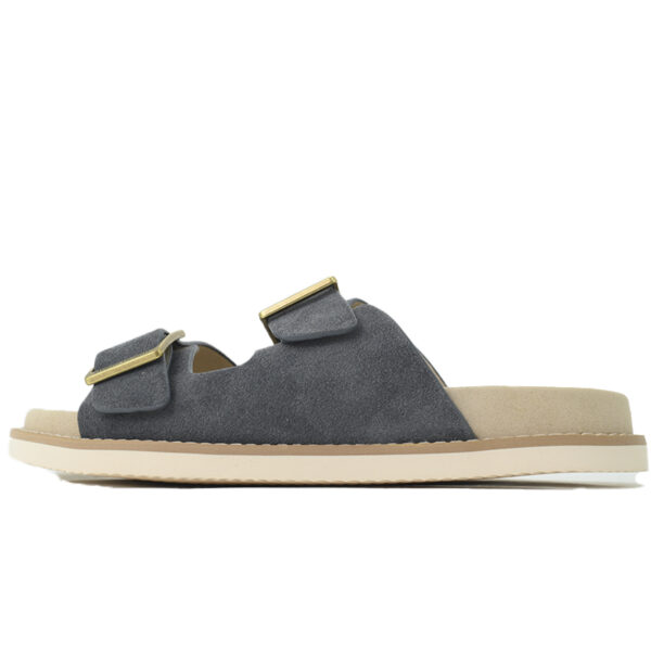 Brunello Cucinelli Suede Slide Sandals Grey