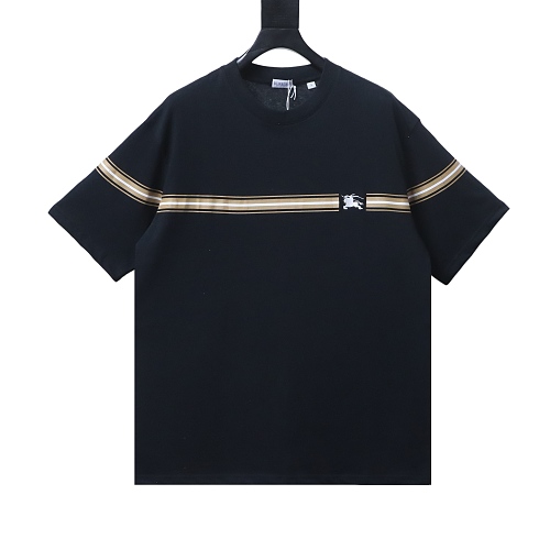 Burberry Striped Print with Classic Horse Embroidery Short-Sleeve T-Shirt - Image 3