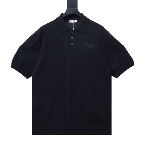 dior_embroidered_knit_short_sleeved_polo_shirt_1E378ADAFF617.jpeg Dior Embroidered Knit Short-Sleeved Polo Shirt - Image 1