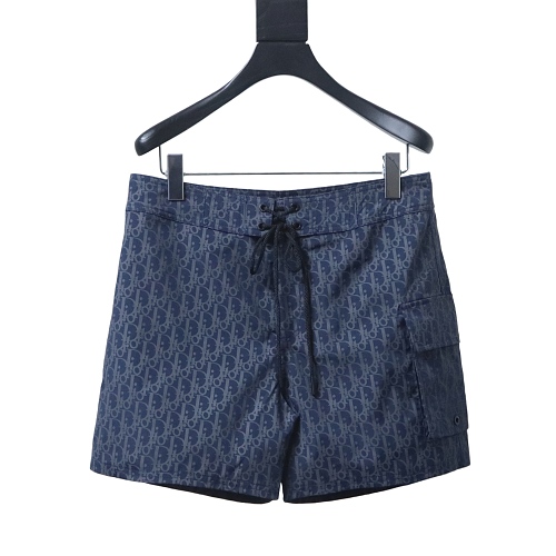 Dior Green Webbing Drawstring Shorts Blue