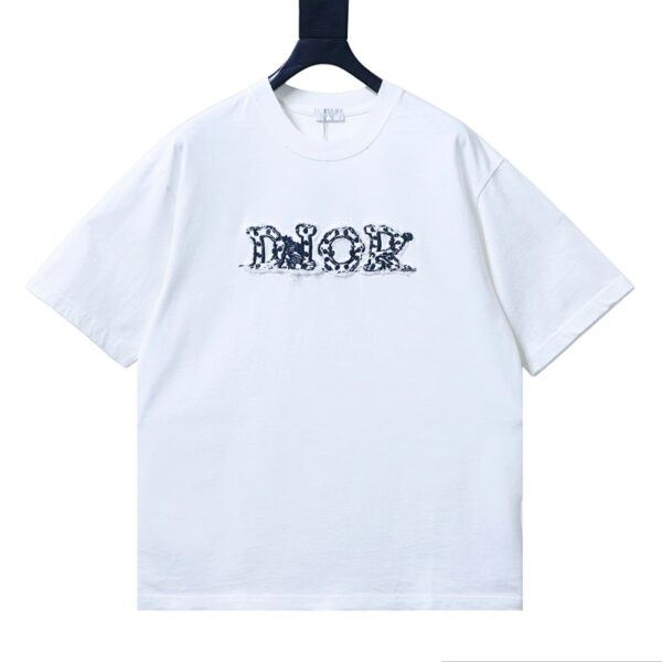 Dior New Distressed Patch Letter Embroidery T-Shirt