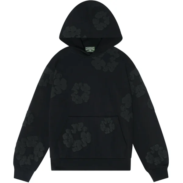 Denim Tears Cotton Wreath Hoodie Black Monochrome