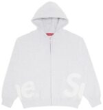 Supreme Big Logo Zip Up Hooded Sweatshirt Ash Grey