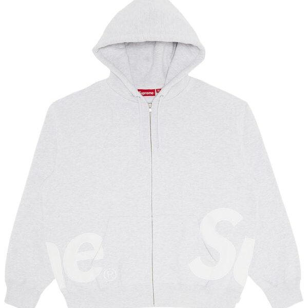 Supreme Big Logo Zip Up Hooded Sweatshirt Ash Grey