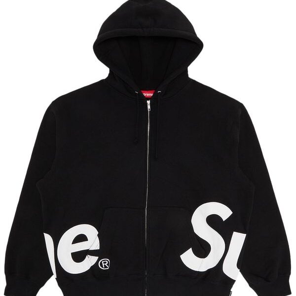 Supreme Big Logo Zip Up Hooded Sweatshirt Black