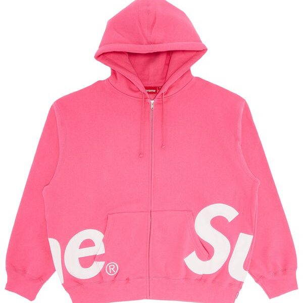Supreme Big Logo Zip Up Hooded Sweatshirt Magenta