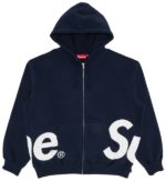 Supreme Big Logo Zip Up Hooded Sweatshirt Navy