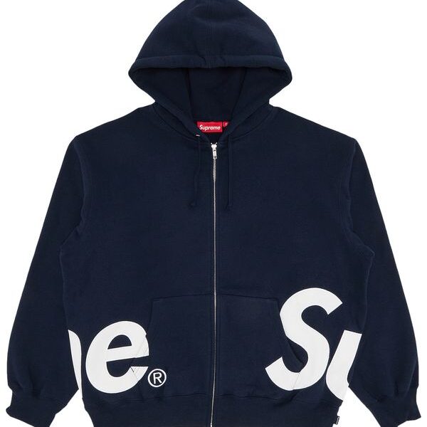Supreme Big Logo Zip Up Hooded Sweatshirt Navy
