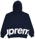 Supreme Big Logo Zip Up Hooded Sweatshirt Navy - Image 2