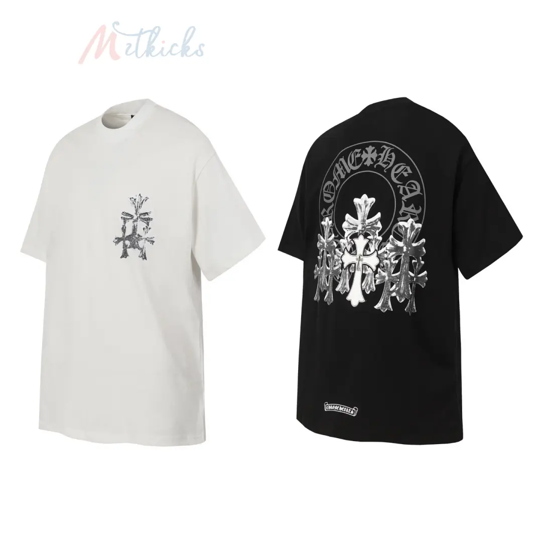 IMG_5289 2 Chrome Hearts Triple Cross Logo Tee Black/White - Image 1