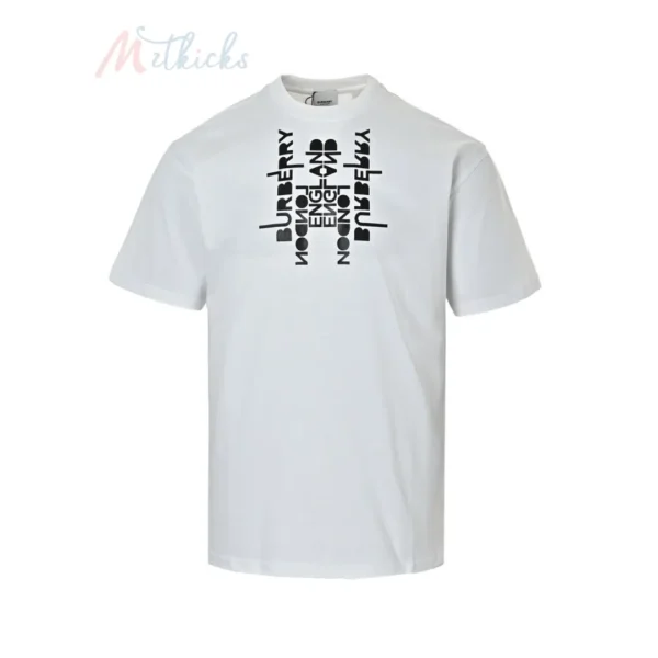 B*rberry Logo Print Tiger Motif White T-Shirt