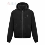 Pr*da denim hooded jacket black