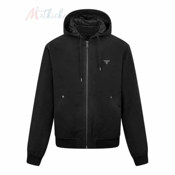 Pr*da denim hooded jacket black