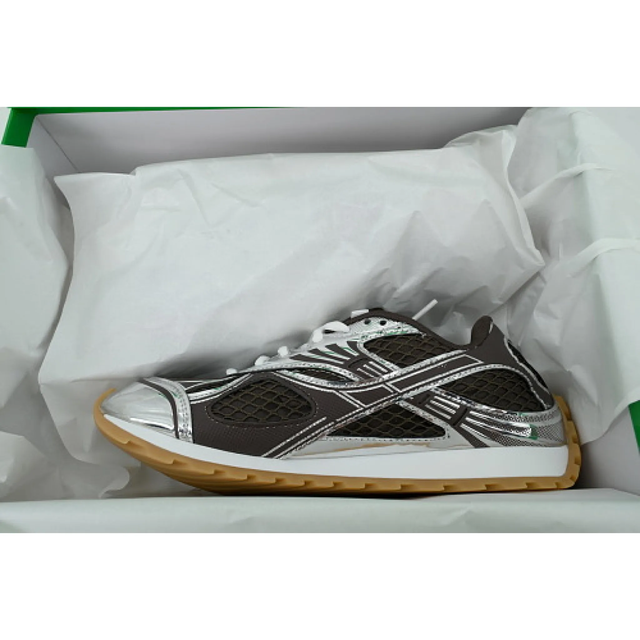 Bottega Veneta Orbit Sneaker 'Fondant Silver' - Image 4